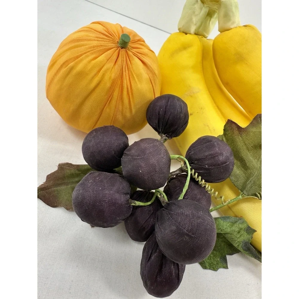 Vintage Fabric Fruit Set Bananas Grapes Orange Decor Kitchen‎ Display Photo Prop